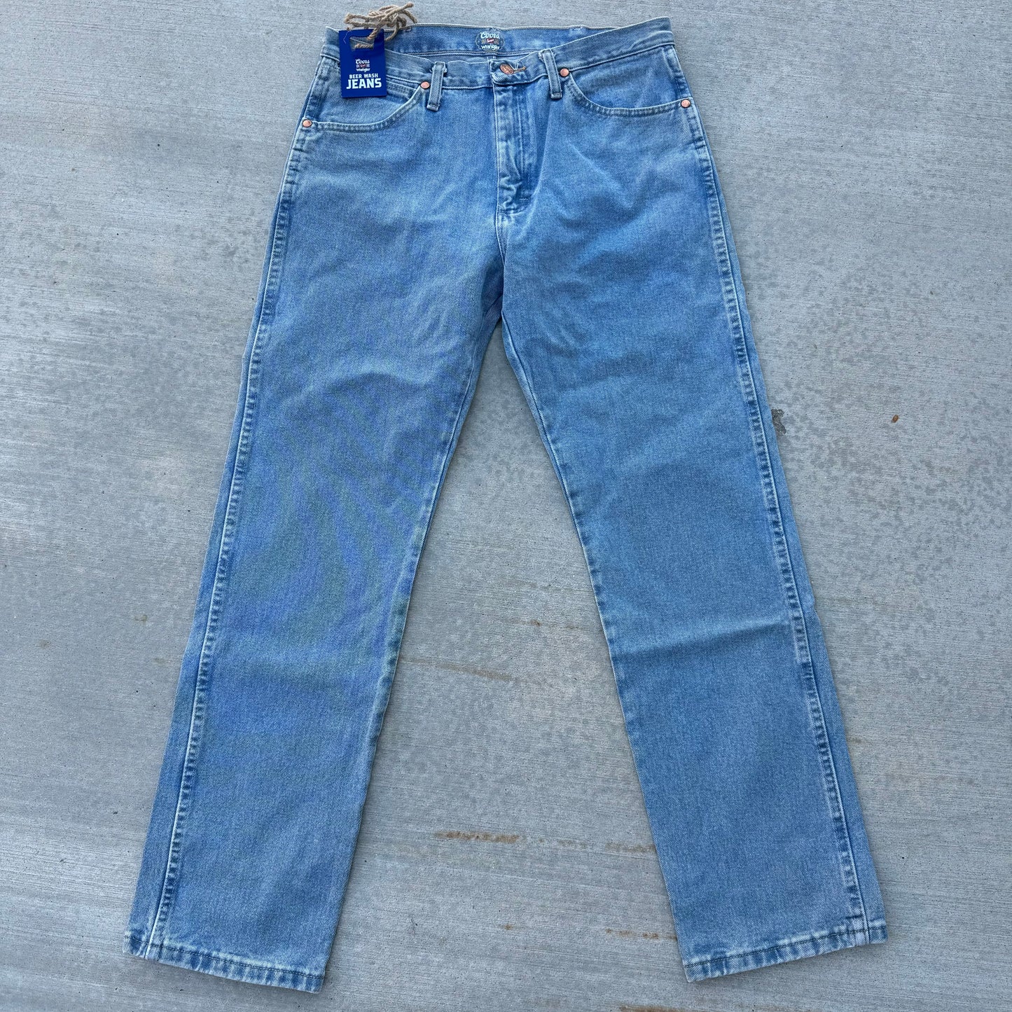 1/1 COORS BANQUET x WRANGLER BEER WASH JEANS 33x32 RARE
