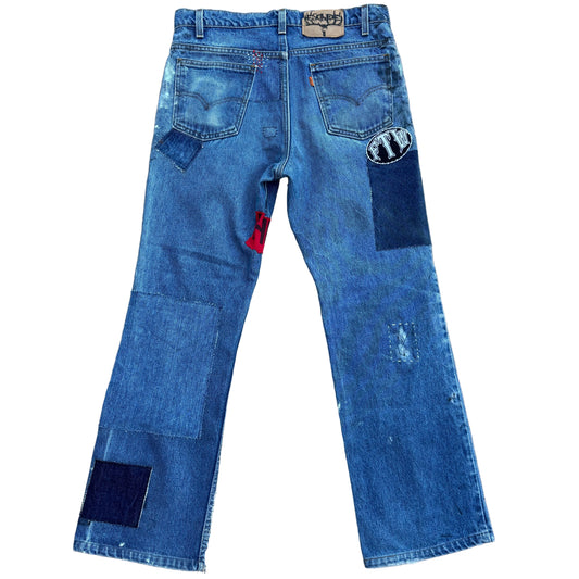 1/1 DENIM BOOTCUT ORANGE TAB PATCHWORK 517 LEVIS 32x30