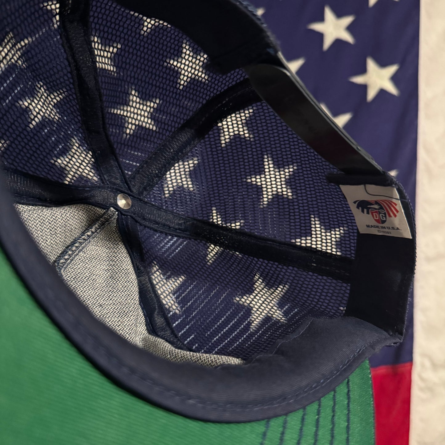 001 STACKED DENIM MESH TRUCKER HAT