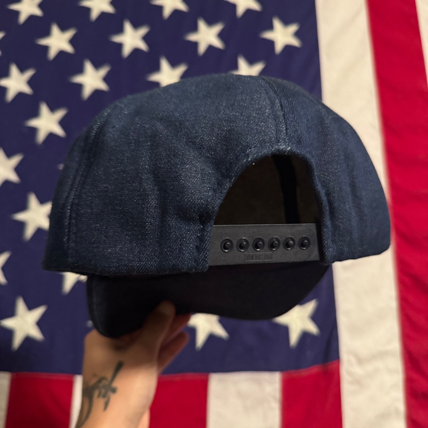 001 STACKED DENIM TRUCKER HAT