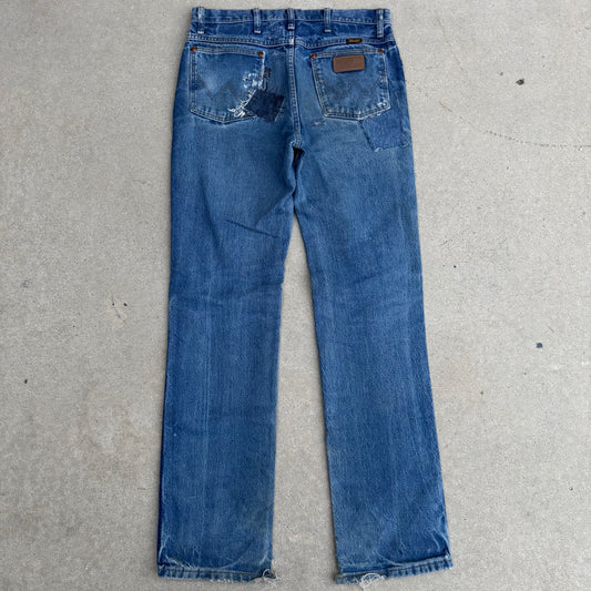 1/1 DENIM PATCHWORK COWBOYCUT WRANGLERS 32x34