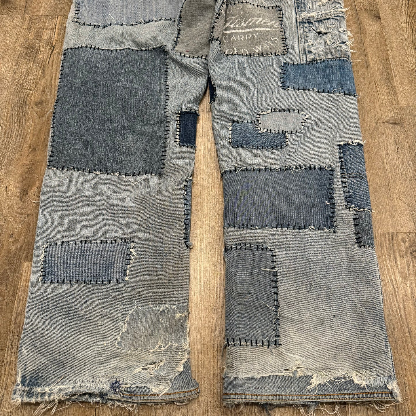 1/1 DENIM CARPENTER PATCHWORK PANTS 34x32