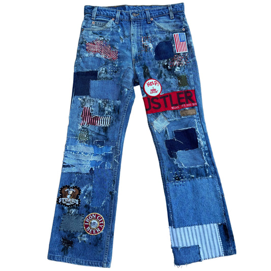 1/1 DENIM BOOTCUT ORANGE TAB PATCHWORK 517 LEVIS 32x30