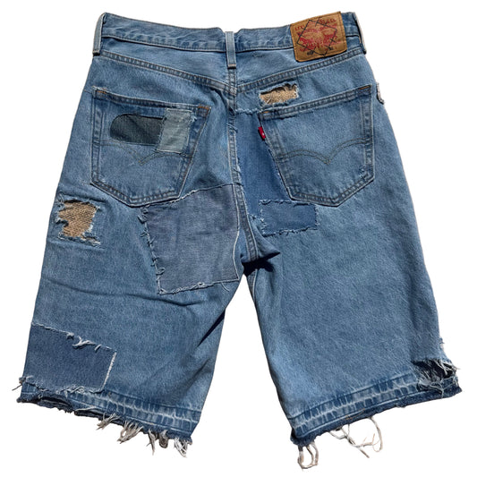 1/1 DENIM PATCHWORK LEVI JORTS - 32
