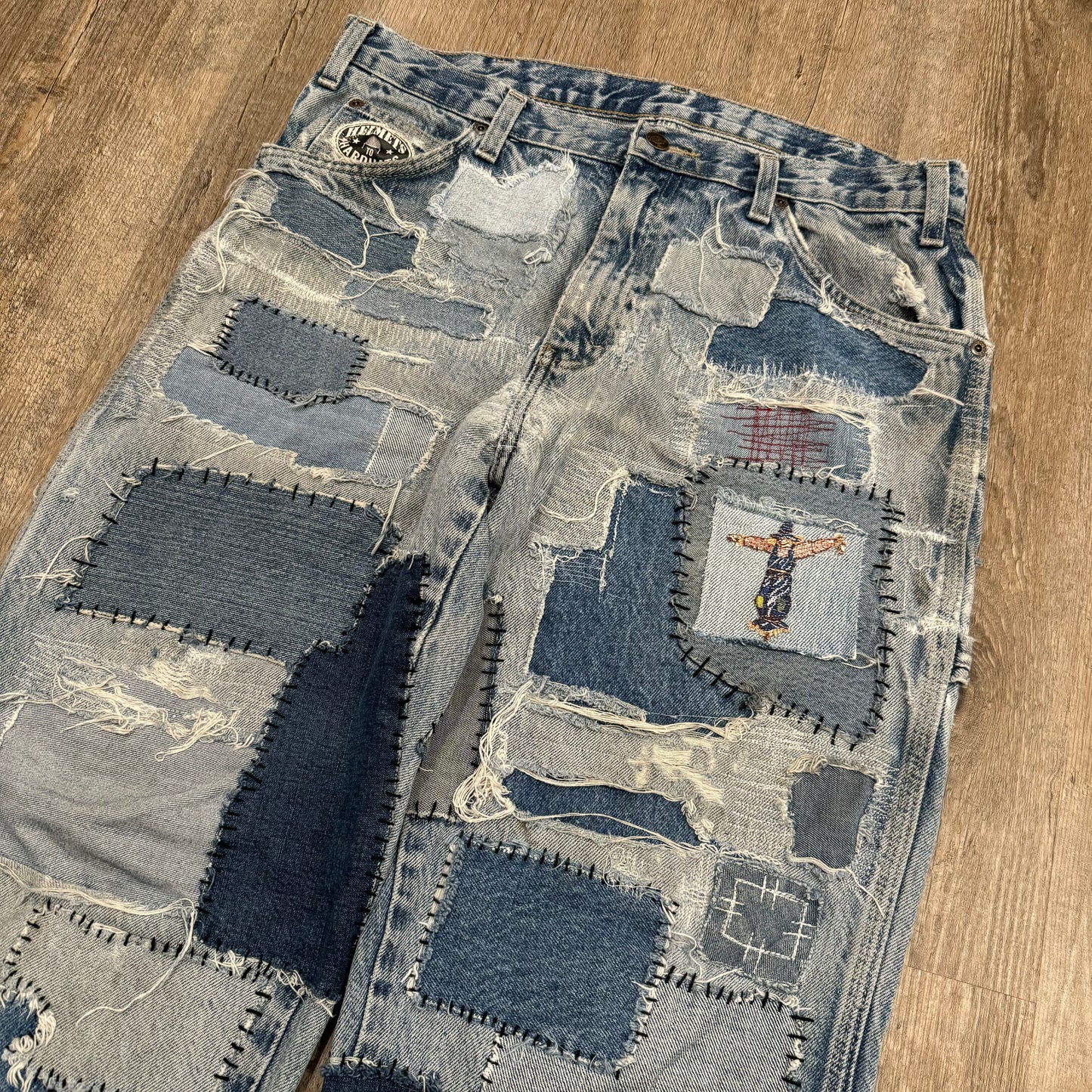 1/1 DENIM CARPENTER PATCHWORK PANTS 34x32