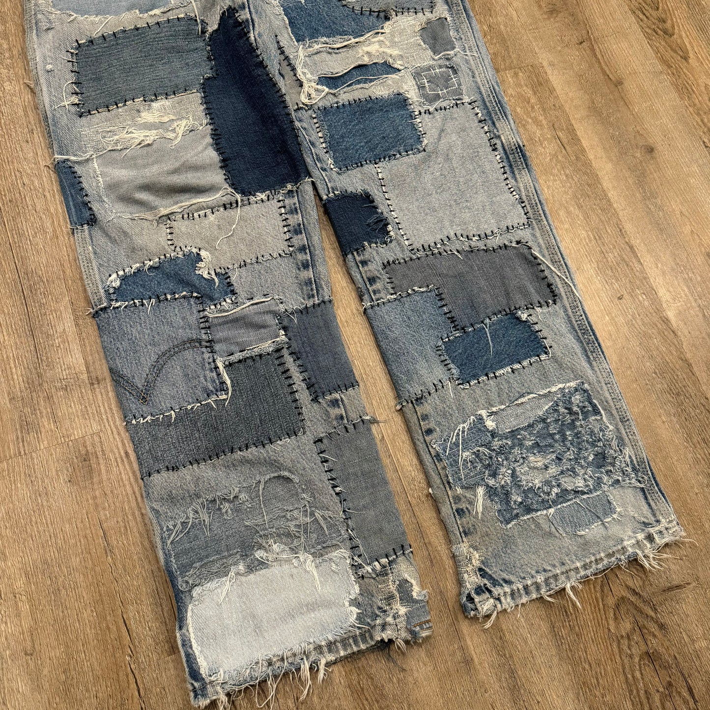 1/1 DENIM CARPENTER PATCHWORK PANTS 34x32