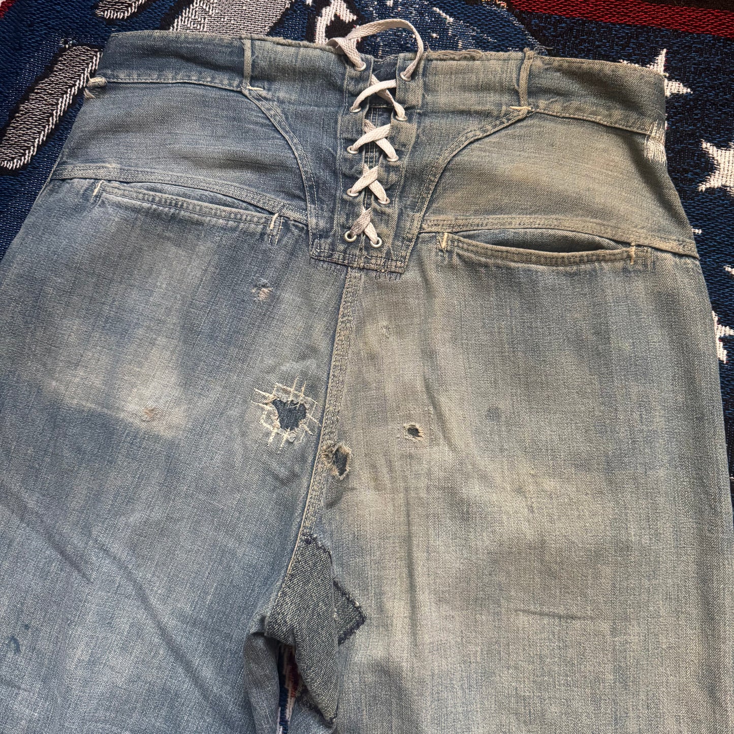 1940s THE BIG FAVORITE LACEBACK JEANS 34x29