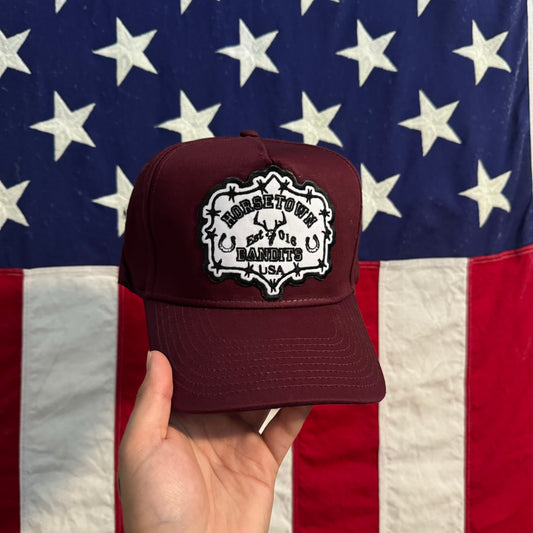 01 HTB VARSITY TRUCKER HAT - BURGUNDY