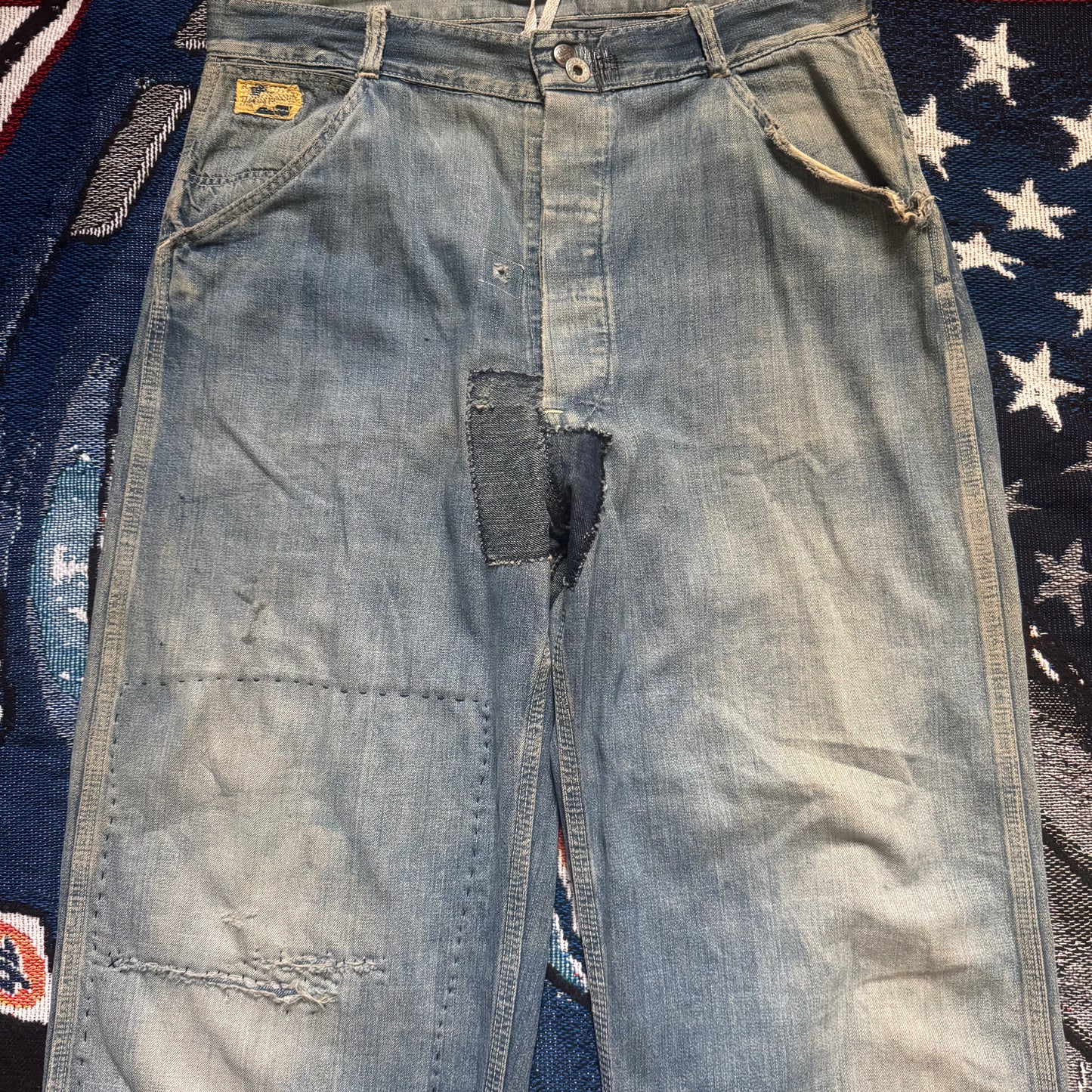 1940s THE BIG FAVORITE LACEBACK JEANS 34x29