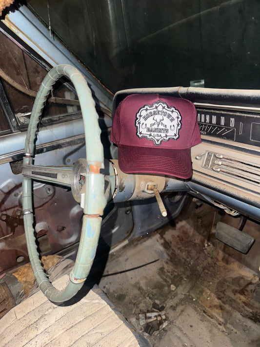 01 HTB VARSITY TRUCKER HAT - BURGUNDY