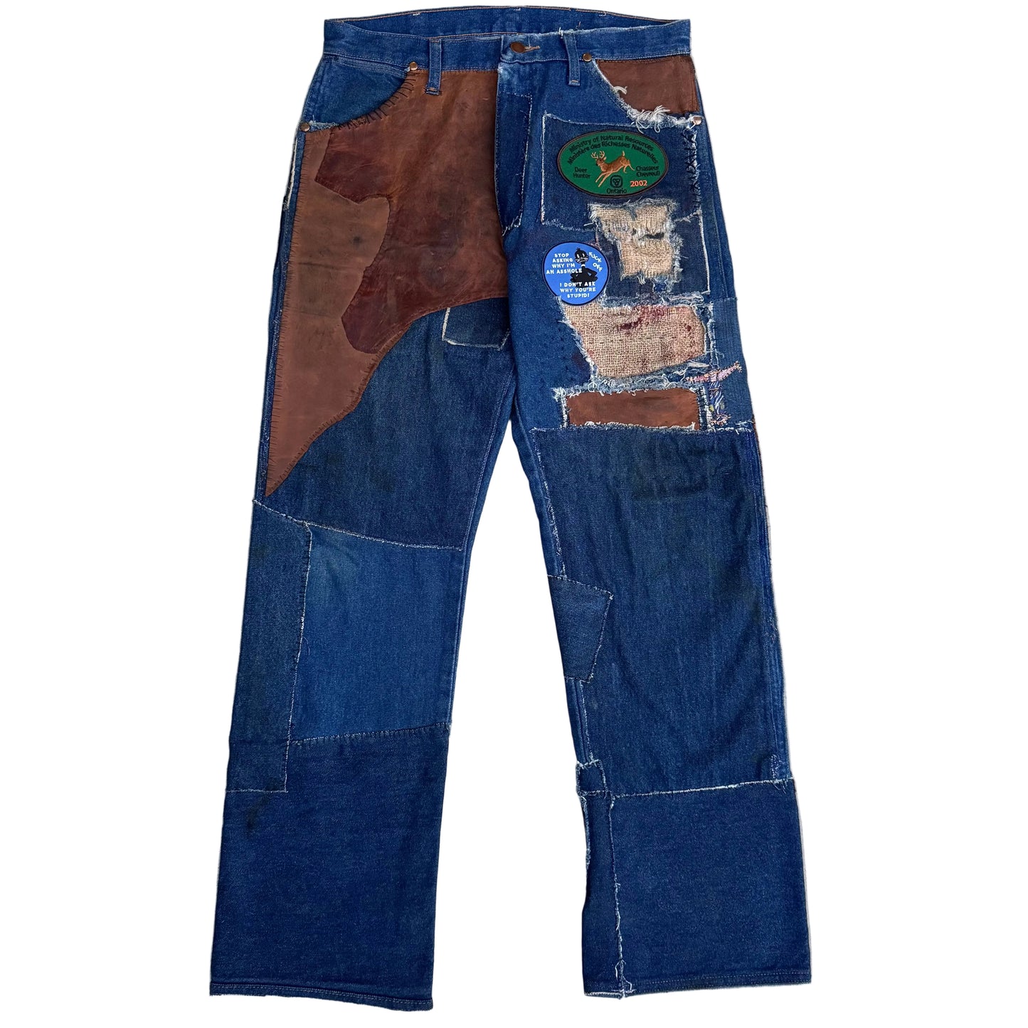 1/1 DENIM PATCHWORK COWBOYCUT WRANGLERS 32x33