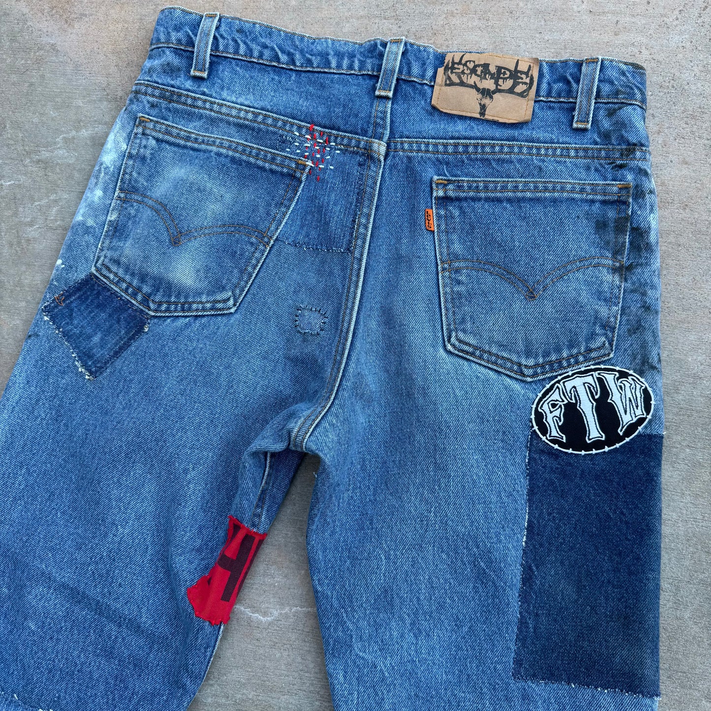 1/1 DENIM BOOTCUT ORANGE TAB PATCHWORK 517 LEVIS 32x30