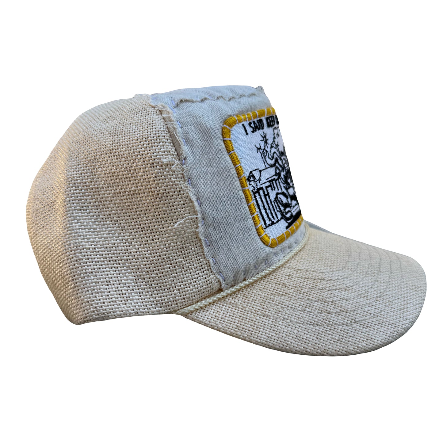 01 BURLAP TRUCKER HAT