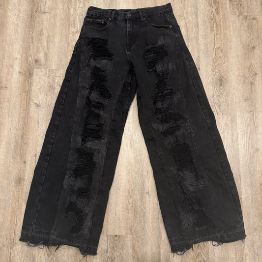 1/1 DENIM DYED & THRASHED PATCHWORK JEANS - 33x33