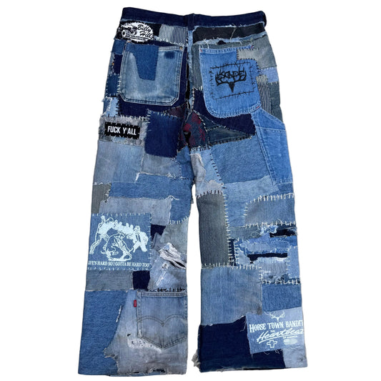 1/1 DENIM PATCHWORK SELVEDGE MULE EARS 32x32