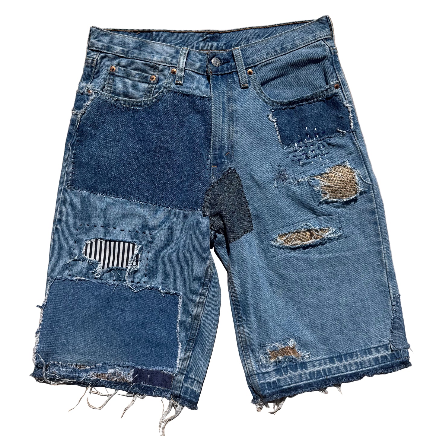 1/1 DENIM PATCHWORK LEVI JORTS - 32