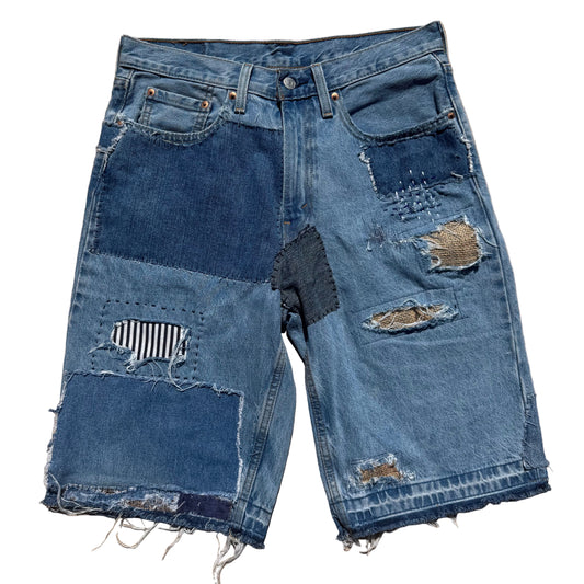 1/1 DENIM PATCHWORK LEVI JORTS - 32